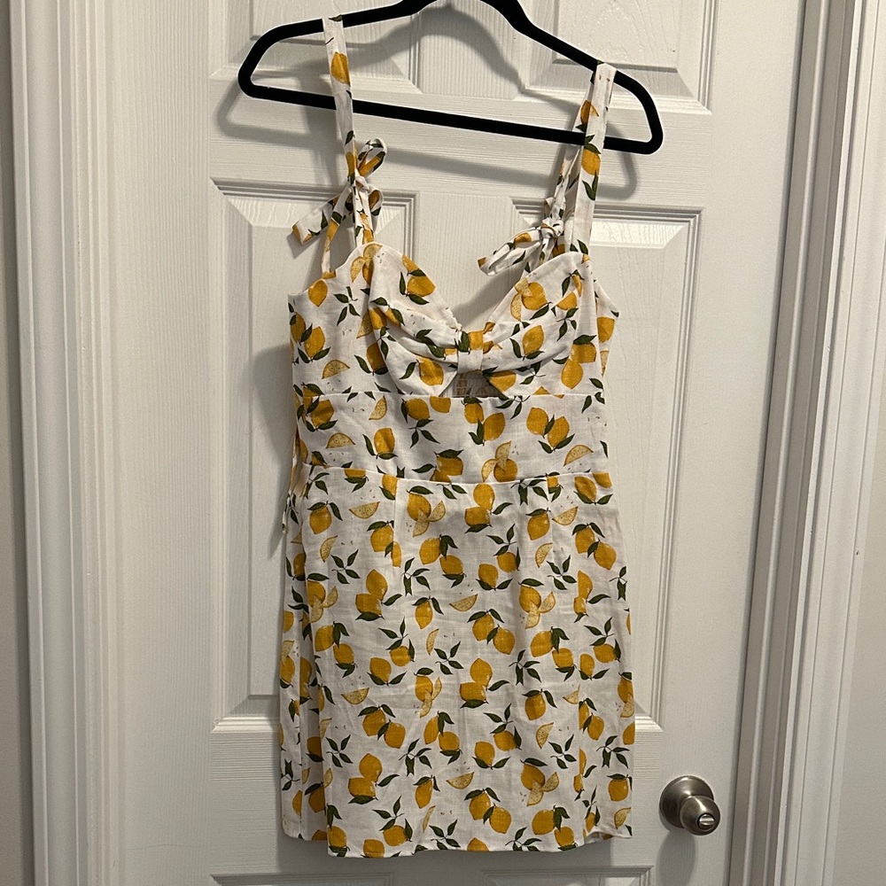 Reformation Pearson Linen Dress in Lemonade Print